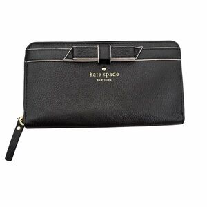 KATE SPADE Black Leather Cobble Hill Bow Wallet